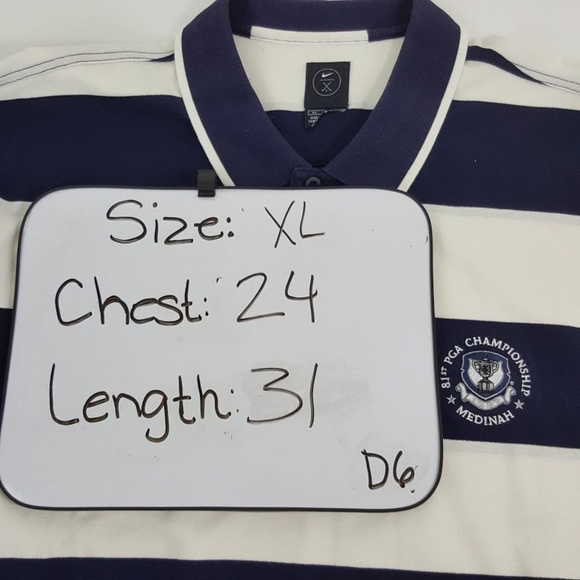 Nike Golf Shirt Dark Blue & White Striped - Picture 7 of 7